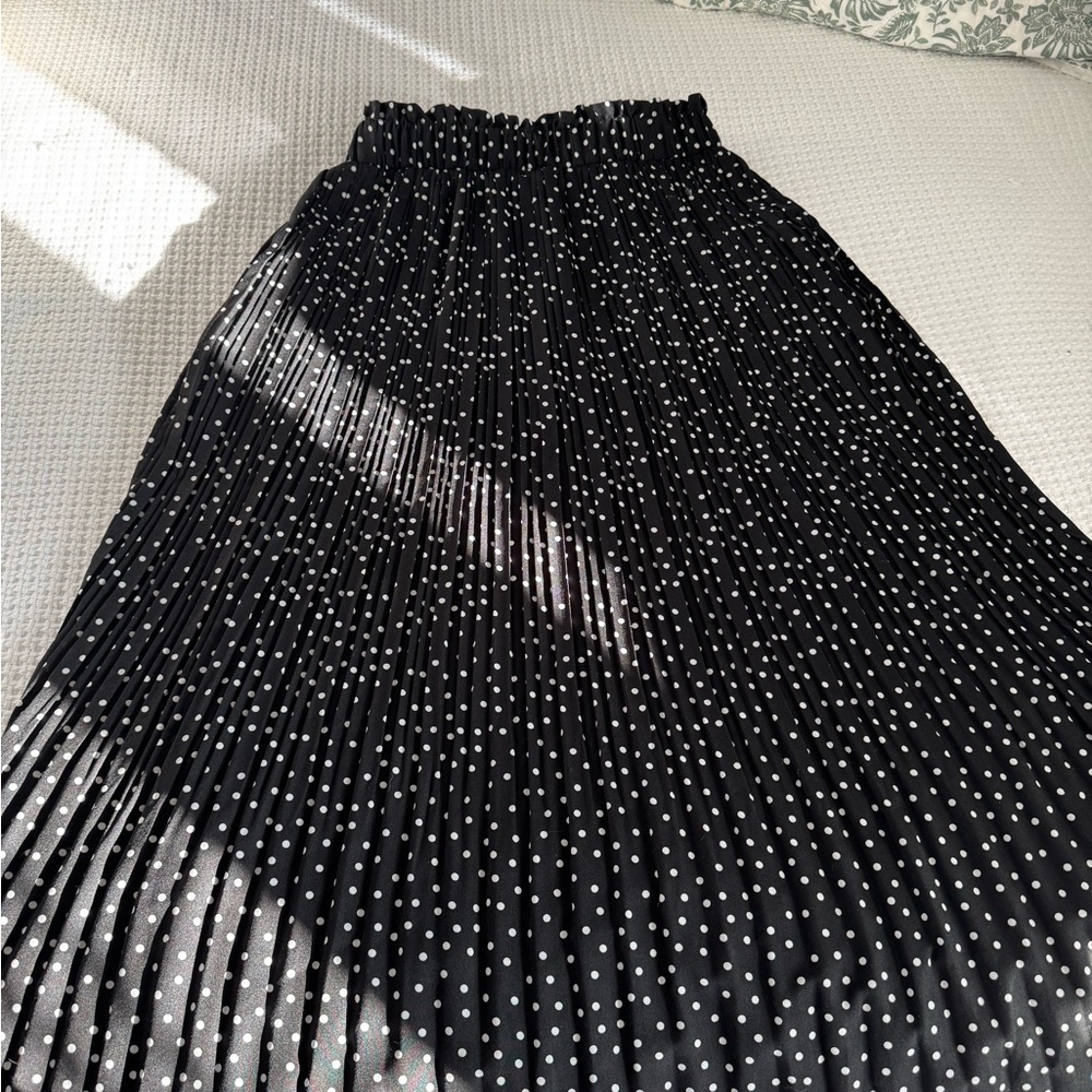Black polka dot maxi skirt